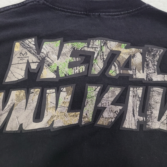 Metal Mulisha and Real Tree Colab Boys T Shirt Black and Camouflage Size Small - Picture 3 of 7